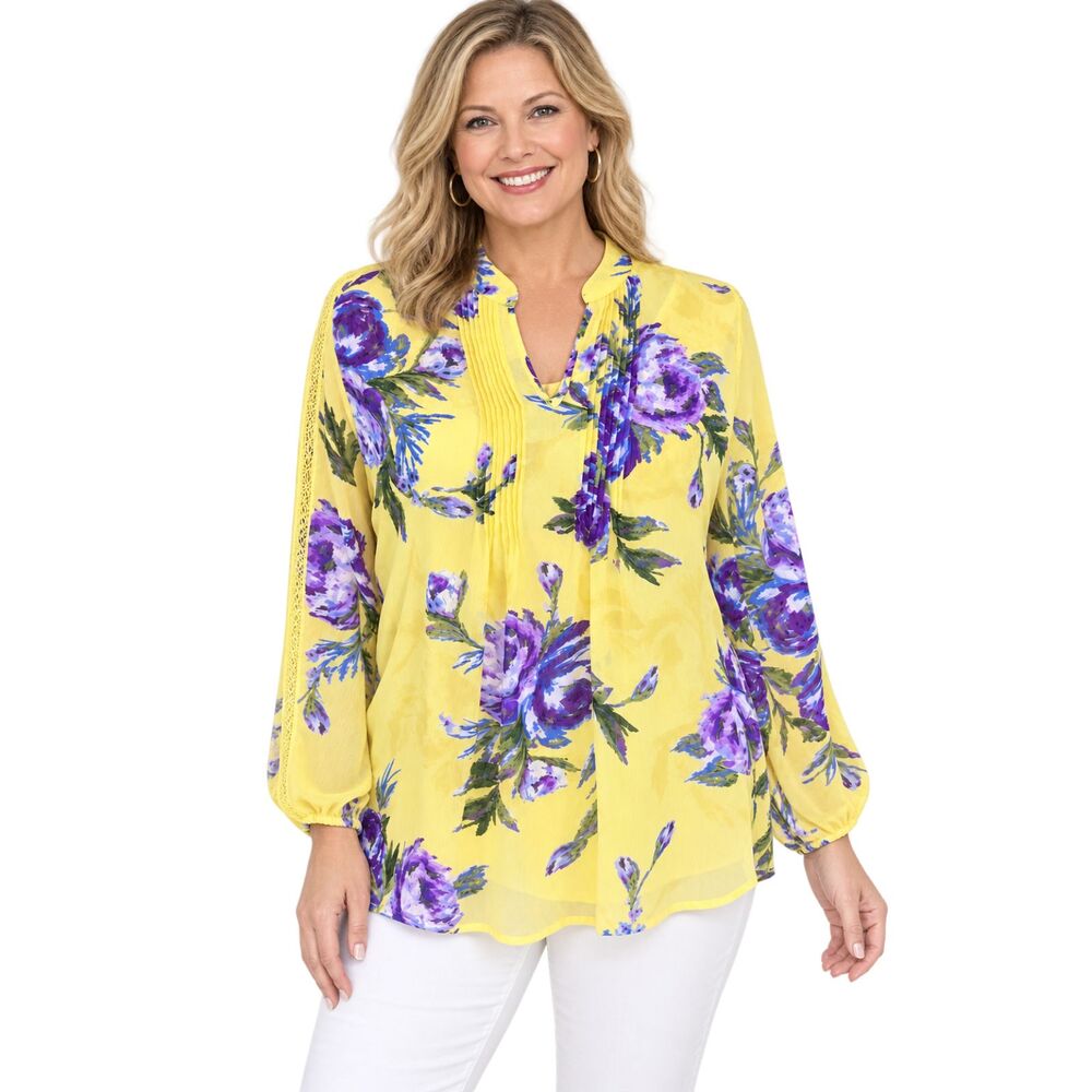 Beautiful Susan Graver Chiffon Large 2 Piece Top Set NWOT *